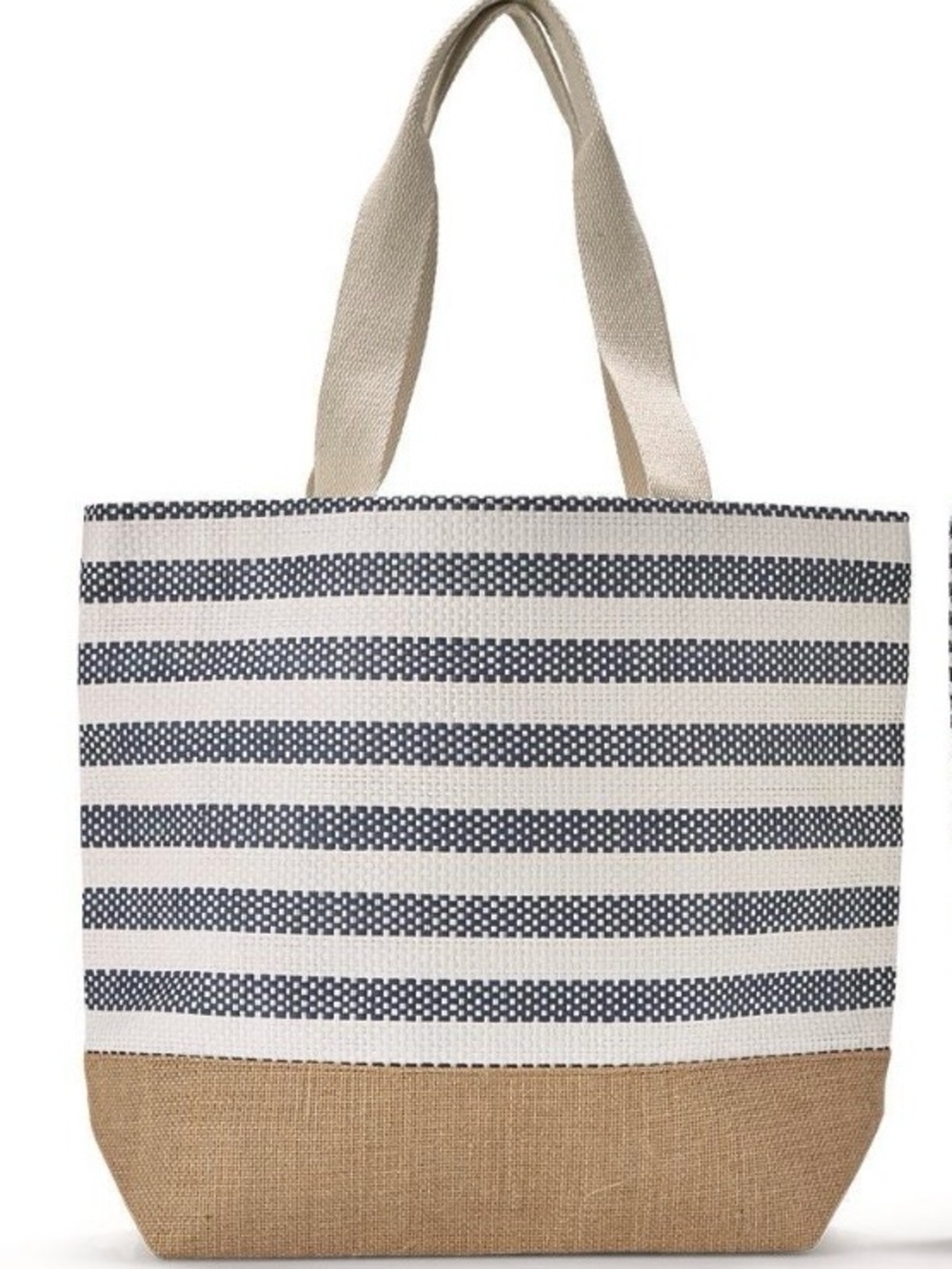 Two's Company Navy and Natural Striped Tote